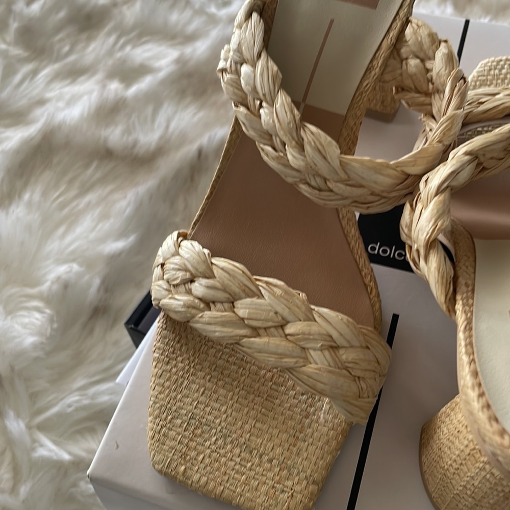 Dolce Vita Paily Natural Raffia slide heel sandal